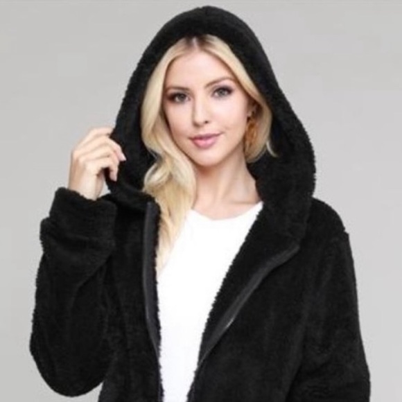 Super Soft Teddy Hooded Jacket - Picture 3 of 4